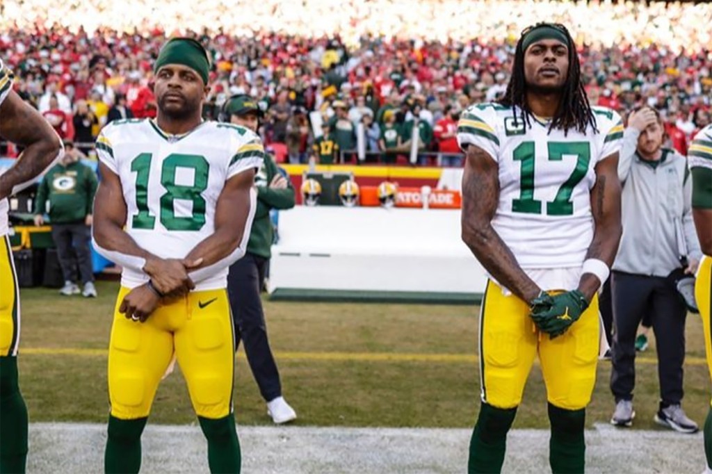 Cobb (links) und Adams erscheinen auf dem letzten Foto von Rodgers‘ Instagram-Post