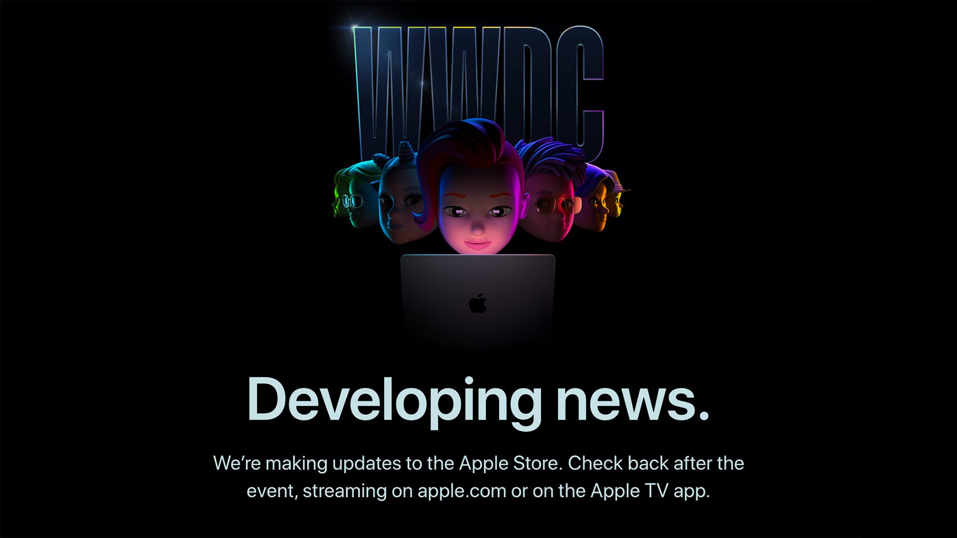 Apple Store Bildschirm vor der WWDC 2022
