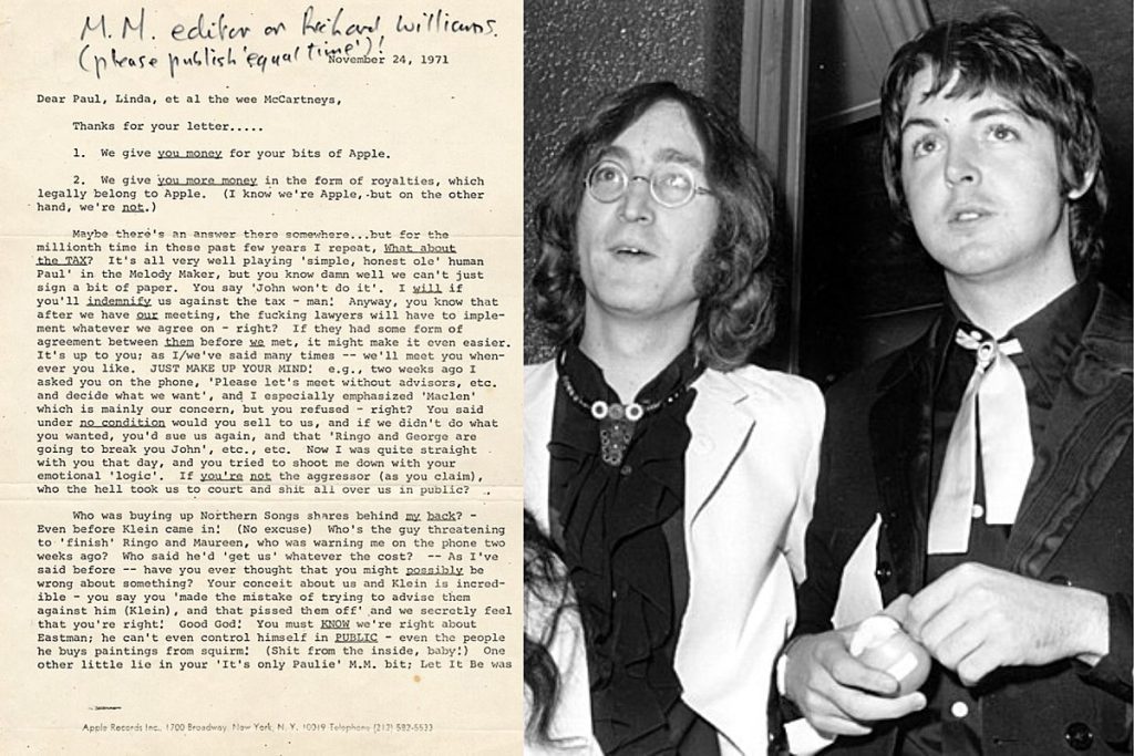 John Lennons bitterer Brief von 1971 an Paul McCartney zur Versteigerung