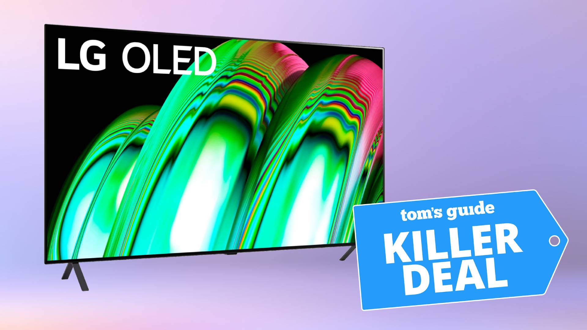 LG A2 OLED 4K TV-Bild auf violettem Hintergrund